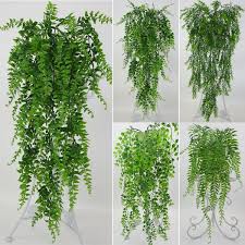 C&z hanging wall artificial plants for home decor indoor set of 2 succulents plants artificial in wooden frame 3d greenery wall art decor faux plants for living room nursery backdrop $32.99 $ 32. Plastic Artificial Leaves Persian Rattan Fake Plant Wall Hanging Courtyard Fake Leaf Garden Decoration Wish