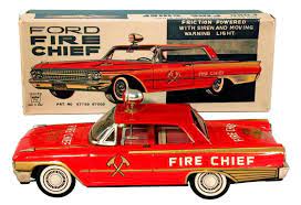 Japanese Tin Plate Bat Op Ford Fire Chief Car Juguetes Antiguos Juguetes Miniaturas