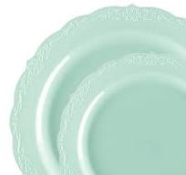 Turquoise Vintage Round Disposable Plastic Dinnerware Value Set