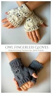 After armhole shaping, omit cabled sections where there are only enough sts for partial cables; Knit Owl Fingerless Gloves Free Knitting Patterns Knitting Pattern