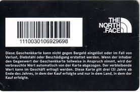 The north face told us: Gift Card Gift Card The North Face Germany Federal Republic Gift Card Col D North 001