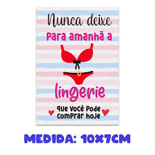 Card Cartão Recadinho Nunca Deixe para Amanhã a Lingerie.. | Elo7