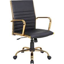 Lumisource Oc Mstr Au Bk Master Adjustable Swivel Office Chair Gold Metal Black Leatherette Adjustable Office Chair Contemporary Office Chairs Home Office Chairs