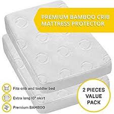 2 Pack Ultra Soft Crib Mattress Protector By Dellabella 100 Hypoallergenic Bamboo Stylish And A Perfect Fit For Cribs Toddler Beds Soft Breathable Quie Crib Mattress Cover Waterproof Crib Mattress
