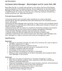Assistant Salon Manager Job Description Free Resume Sample Salon Manager Job Description Manager Resume