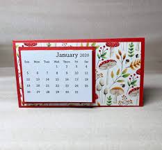 Mini Desk Calendar With Toadstool Pattern Small Trifold Tear Etsy In 2020 Mini Desk Calendar Mini Calendars Desk Calendars