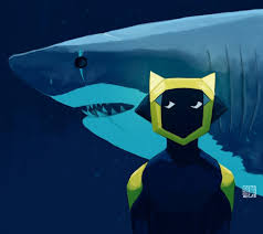 A Quick Abzu Fanart I Love That The Great White Shark Isn T Antagonized In This Game Oyun