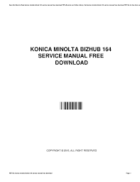 The file is in pdf, 3,26 mb. Konica Minolta 164 Service Manual