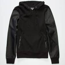 Brooklyn Cloth Grindin Mens Faux Leather Sleeve Hoodie 252660100 Jackets Leather Sleeve Hoodies Clothes