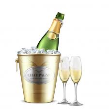 Download Opened Bottle Of Champagne White Sparkling Wine In Restaurant Golden Metal Bucket With Ice And Two Wineglasses Filled With Carbonated Alcohol Beverag In 2020 Mousserende Wijn Alcoholische Dranken Fles