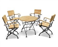 Goplus 3 pcs folding bistro table chairs set garden backyard patio furniture red new. Teak Metal Folding Bistro Round 0 8m Table 4 Armchairs Dining Set