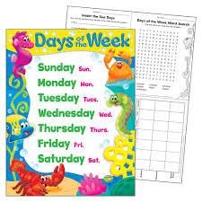 This days of the week poster will brighten your classroo. Days Of The Week Sea Buddies Chart Teachers Bazaar