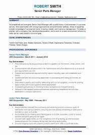 Auto parts managers serve a vital role in auto supply stores and car dealership service centers. Parts Manager Resume Samples Qwikresume