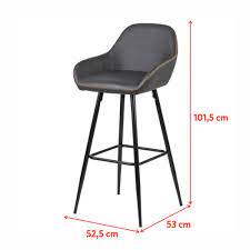 Le tabouret de bar s'invite dans votre intérieur. Merisor Lot De 2 Tabourets Gris Fonce En Similicuir Pieds En Metal Style Loft Leroy Merlin