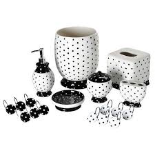 Black And White Bathroom Accessories Sets Black White Polka Dot Bathroom Accessory Tissue Box Wastebasket Bath Pump Decor Polka Dot Bathroom White Bathroom Accessories Set Yellow Bathroom Accessories