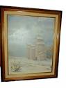 ALDEN Canvas Oil ON BOARD Painting 1977 "Waiting" Framed Winter ...