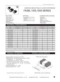 Fasbl Series 1005 1608 Surface Mount Multi Layer Chip Beads