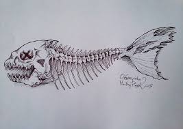 Dead Fish By Martwypixel Fish Bone Tattoo Skeleton Drawings Fish Sketch
