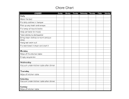 Printable Daily Chore Charts Templates Free Printable