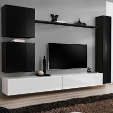 Le meuble tv suspendu est très pratique du fait qu'il soit accroché au mur. Meuble Tv Suspendu Design Noir Et Blanc Latiano 2 Noir L 280 X P 40 X H 180 Cm Cdiscount Maison