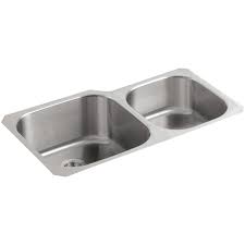 Single bowl kitchen sink in stainless steel with. Kohler K 3356 Na Undertone 35 Double Basin Build Com