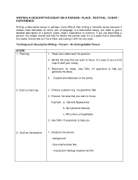 Writing A Descriptive Essay On A Person Place Festival Event Experience Writing A Descriptive Essay Is Perhaps Mor Essay Easy Essay Narrative Essay