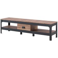 Alspan Industrie Meuble Tv Industriel Panneau De Particules En Mdf Effet Bois Et Noir Brillant L 151 X P 30 X H 40 Cm En 2020 Meuble Tv Industriel Mobilier De Salon Et Meuble Tv