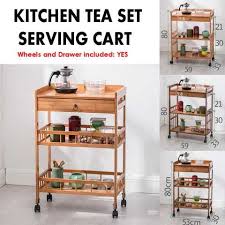 On sale for $7.19 original price $7.99. Buy Online Removable 3 Layers Bar Serving Cart Kitchen Trolley Rolling Wheels Dining Room Cart Storage Rack Bamboo Floor Shelf Organizer Alitools