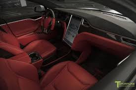Tesla Model S Herrlicher Heisser Sporn Rot Leder Innen Mit Kontrast Weissen Nahten Beste Luxus Autos