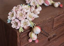 つまみ細工 桜と手まり下がりのかんざし つまみ細工 ハンドメイド 細工