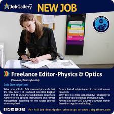 Freelance Editor Physics And Optics Writing Jobs Freelance Writing Jobs Job Opening