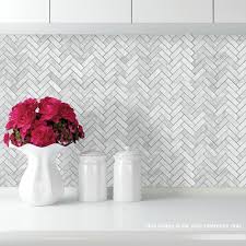 Necessity breeds creativity, says katie sarokhanian, summing up her recent kitchen renovation for the one room challenge. White Carrara Marble Rose Cold Glass Mosaic Tile Herringbone Kitchen Backsplash Flooring Tiles Building Hardware