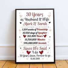 Cherished for centuries in china and the far east, jade is thought to represent luck, love and stability, making it an ideal gift to celebrate 30 successful years of marriage. Personalised 30th Wedding Gift Framed Print 30th Anniversary