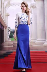 Nos robes en stock sont expédiées rapidement, possibilité d'être échangées et remboursées comme en magasin ! Robe De Cocktail Longue Bloc Couleur Bleu Blanc A Haut Applique Persun Fr Robe Cocktail Longue Robe Cocktail Costume