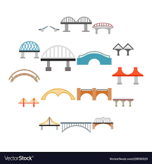 Bridge Icons Set In Flat Style Isolated On White Background Download A Free Preview Or High Quality Adobe Illustrator Ai Eps Bridge Icon Icon Set Wings Icon