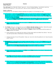Turn off show numerical data for both gliders : Air Track Gizmo Answer Key Docsity