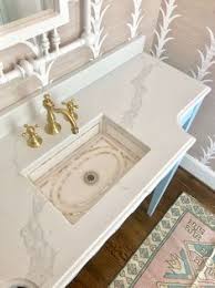 Sink, marble countertop & backsplash, sconces, trim around mirror pinterest today 35 Powder Rooms Ideas Bathroom Inspiration Powder Room Beautiful Bathrooms