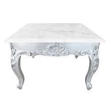 table basse carree de style baroque avec bois argente a la feuille et plateau en marbre blanc table basse carree table basse marbre blanc