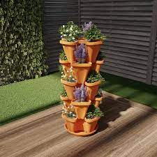Then vertical gardening may be your answer. Pure Garden Terracotta Plastic Vertical Stacking Planter Tower 5 Pack Hw1500279 The Home Depot