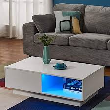 Sauder 420275 north avenue rectangle coffee table with open storage. Sofa Tea Storage Table For Living Room Home Office White Modern Side End Table With Shelf And 1 Drawer Rectangle Coffee Table With Led Light Tables Home Kitchen Clinicadelpieaitanalopez Com