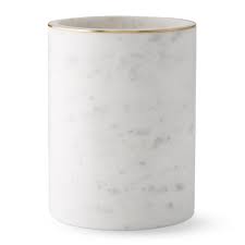 Stone jordon slate 0.25 gallon waste basket. Marble And Brass Wastebasket Bathroom Accessory Set Williams Sonoma