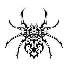 Small realistic black widow spider tattoo on side neck. Tribal Spider Tattoo Design