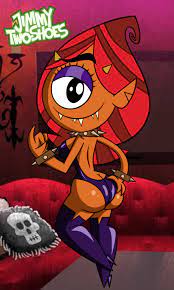 1girls ass cyclops dark saffi female female only grimphantom hand  on ass horns jimmy two-shoes looking at viewer looking back monster onster  girl orange skin pointy ears purple eyeshadow