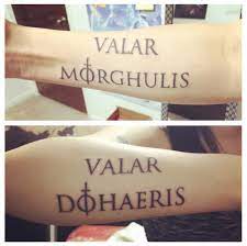 Flash valar morghulis tattoo design by redtrujillo on deviantart. Game Of Thrones Tattoo Valar Morghulis Valar Dohaeris All Men Must Die All Men Must Serve Tattoo Vorlagen Tatowierungen Tattoo Ideen
