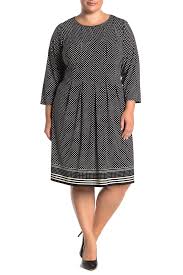 Max Studio 3 4 Sleeve Fit Flare Dress Plus Size Nordstrom Rack