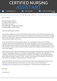 Certified Nursing Assistant Cna Cover Letter Resume Genius