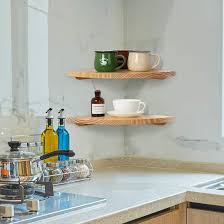 Shelf organizers, risers and cabinet drawers make your spices, kitchen tools and dinnerware easily visible and accessible. Latitude Run Morise 12 Inch Corner Wall Shelf Set Of 2 Solid Wood Corner Floating Shelves For Wall Round End Wall Mounted Floating Corner Shelf For Bedroom Bathroom Living Room And Kitchen Wayfair