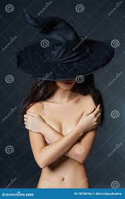 Halloween girl in hat stock photo. Image of naked, black - 78728756