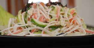 Crab salad is easily one of the easiest salad recipes that you can make at home. Japanese Kani Salad Imitation Crab Salad Easy Yummy Imitation Crab Salad Kani Salad Meat Recipes
