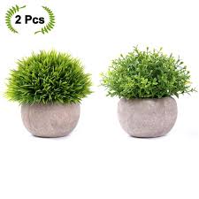 Artificial flowers for small pots. Coolmade 2 Pack Artificial Potted Green Grass Artificial Flowers Fake Plant For Bathroom Home Decor Small Artificial Faux Greenery For House Decorations Potted Plants Walmart Com Walmart Com